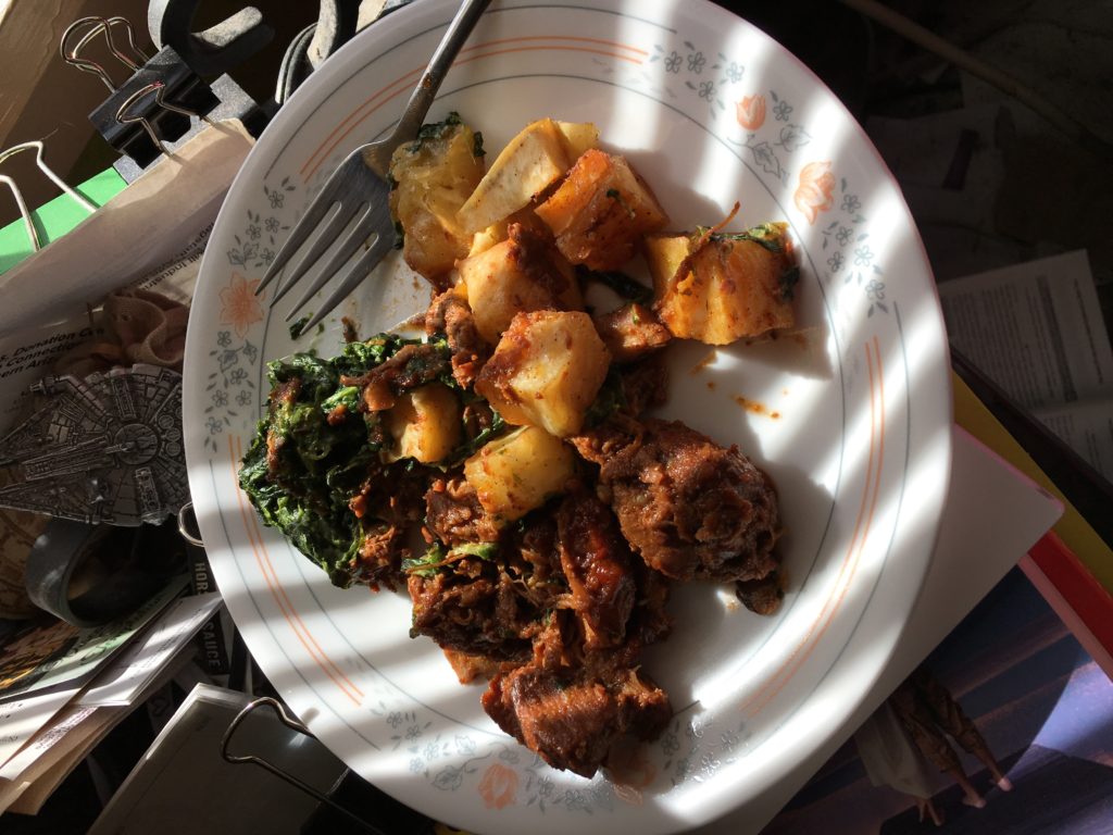 Paleo BBQ Pork with Sweet Potatoes and Creamed Spinach | FITzee Foods